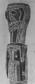 Figura de madera que representa a un ser ancestral [Fuente: The Universe of the Aborigine]